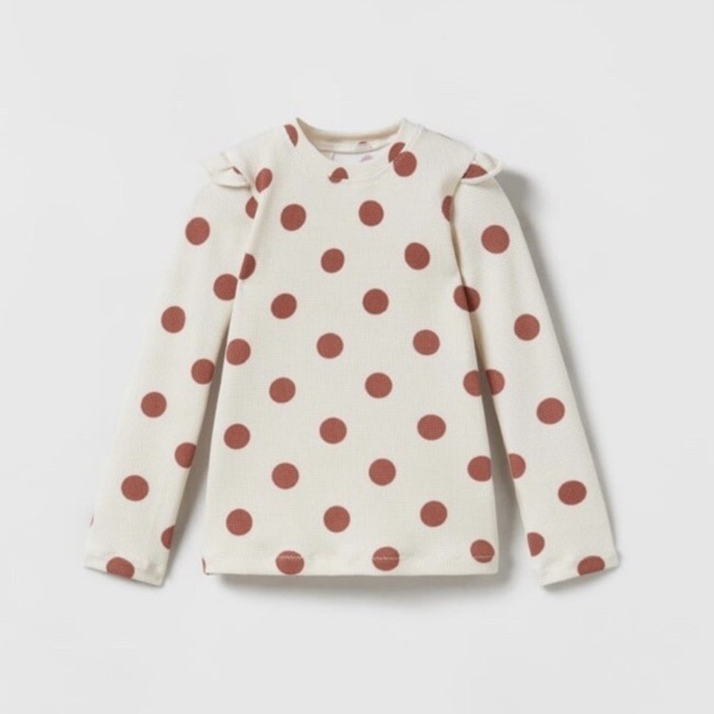 Zara Kids 11-12Y Long Sleeve Polka Dot RashGuard Swim Top